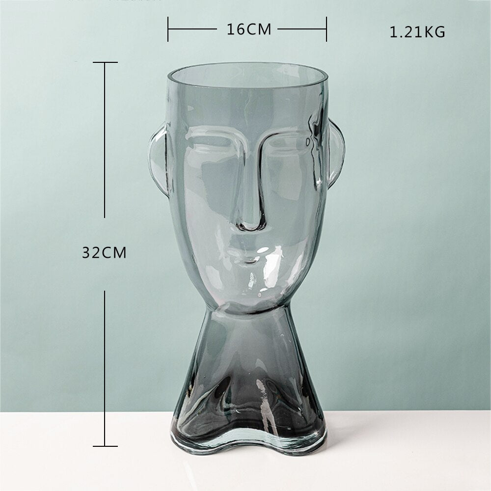 Abstract Face Glass Vase