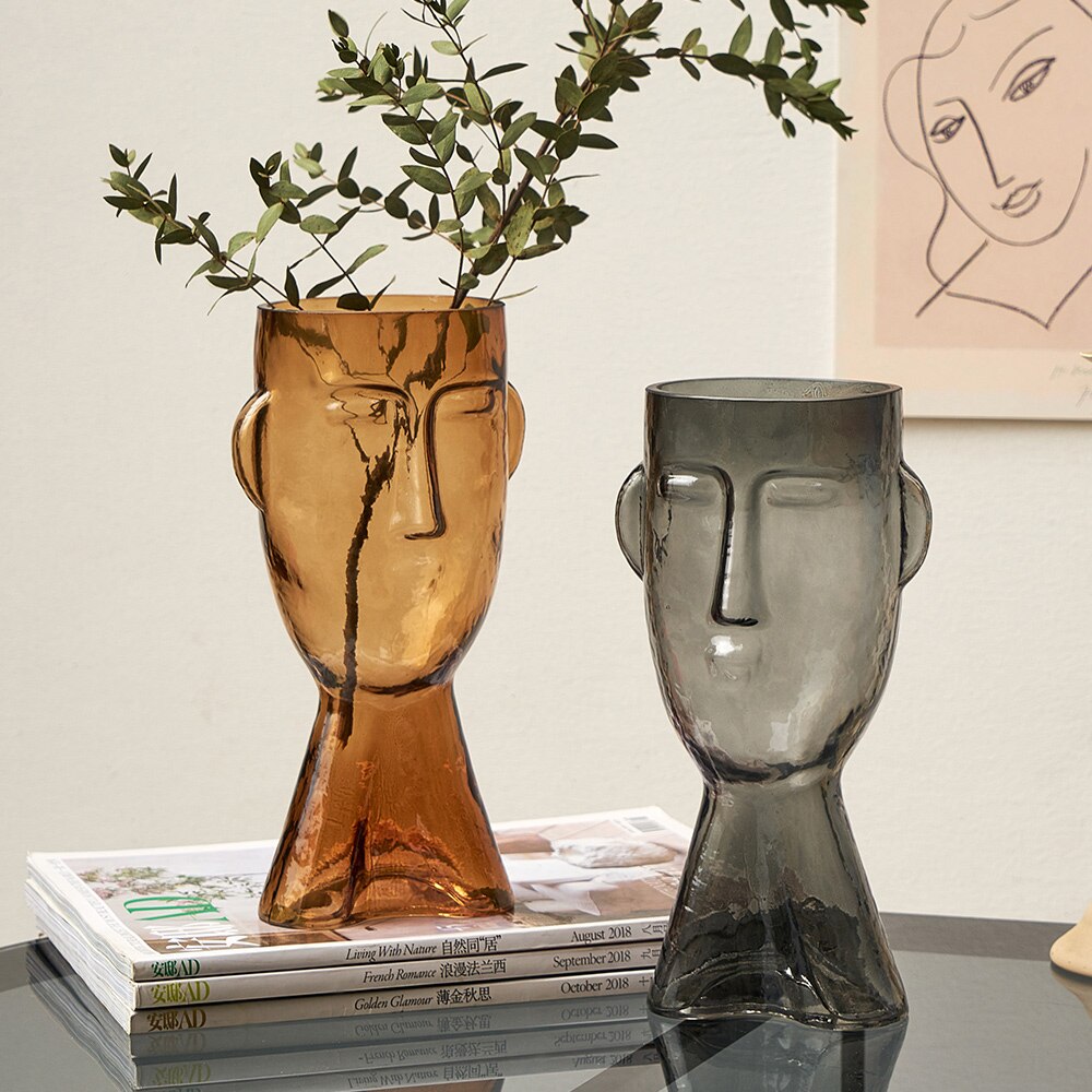 Abstract Face Glass Vase