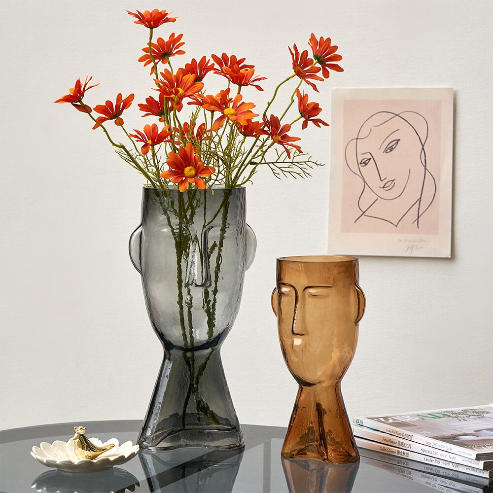 Abstract Face Glass Vase